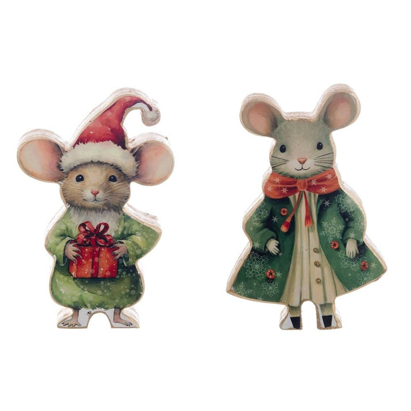 BLANC MARICLÒ Topino Piccolo in Legno Lui e Lei " FAVOLA DI NATALE "