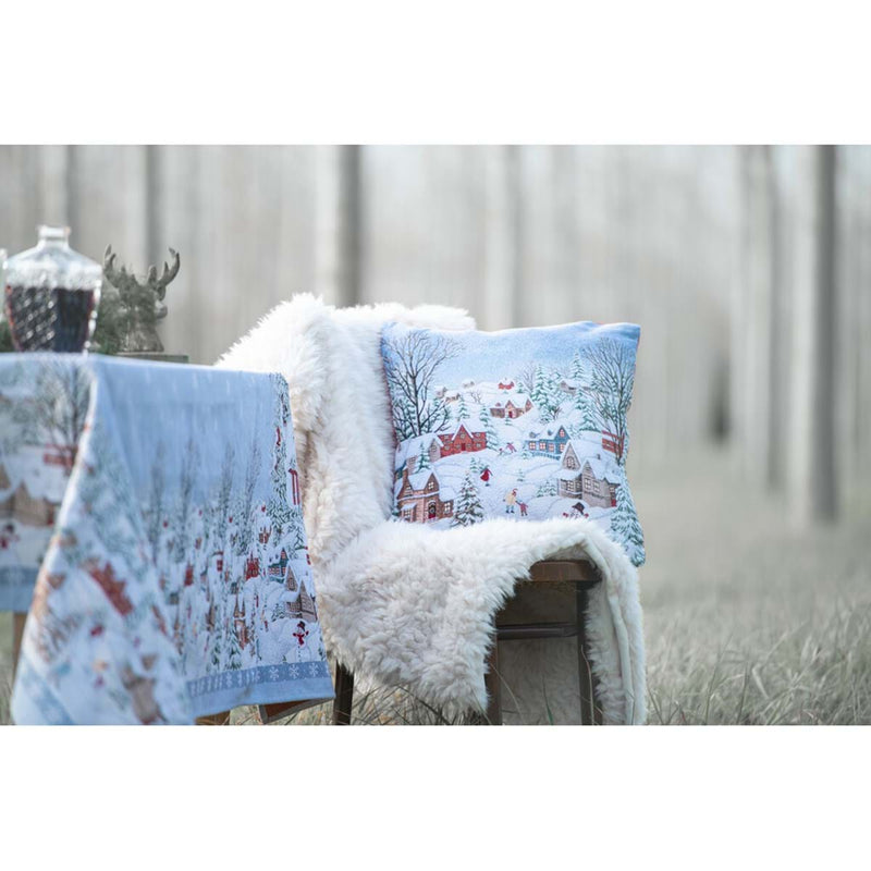 BLANC MARICLÒ Cuscino Gobelin Natalizio in Cotone " BORGO ALPINO "