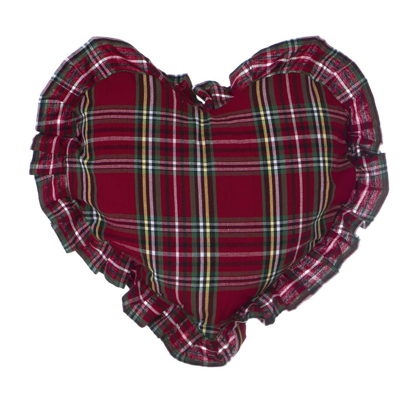 BLANC MARICLÒ Cuscino Cuore Tartan in Cotone con Gala