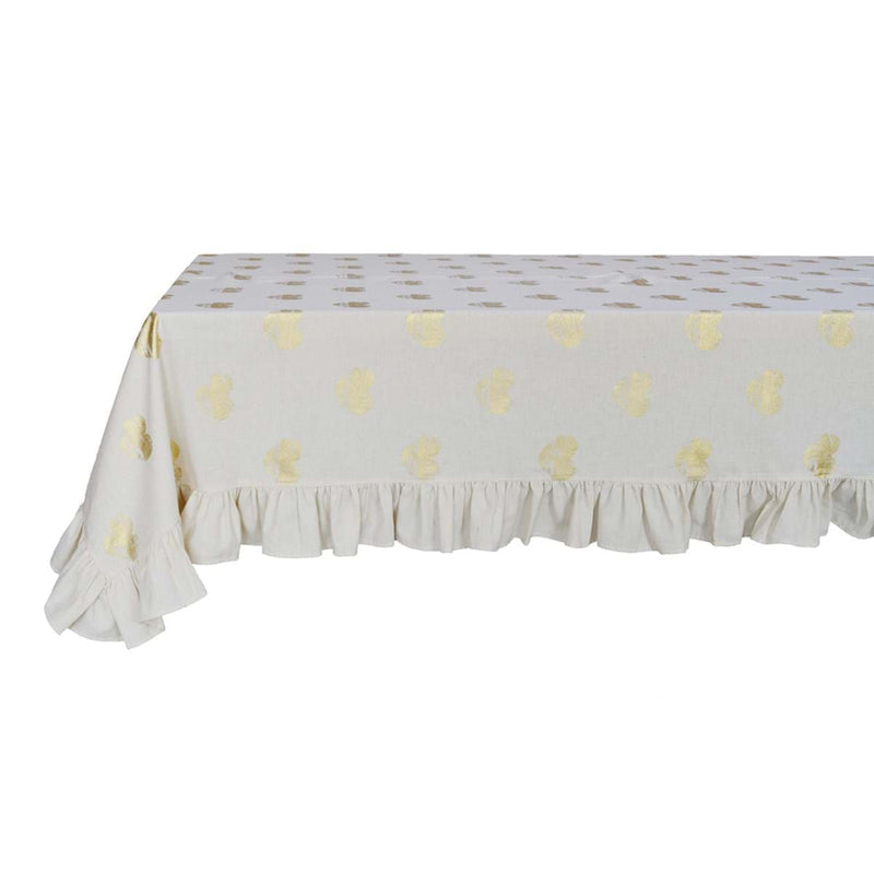 BLANC MARICLÒ Tovaglia con Gala e Cuori Dorati in Cotone " CUORI ELITE "