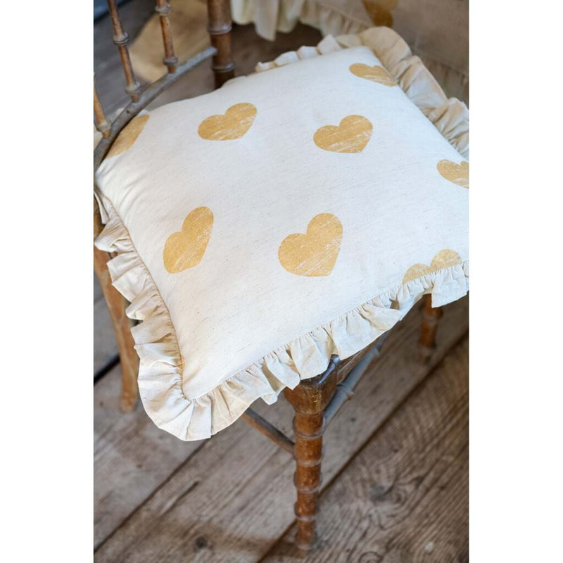 BLANC MARICLÒ Cuscino con Gala e Cuori Dorati in Cotone " CUORI ELITE "