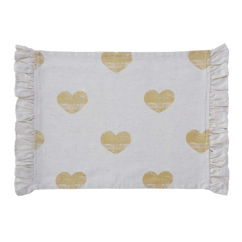 BLANC MARICLÒ Tovaglietta con Gala e Cuori Dorati in Cotone " CUORI ELITE "