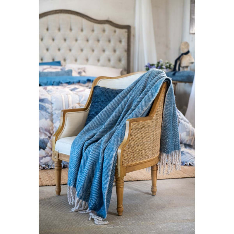 BLANC MARICLÒ Plaid Azzurro con Frange