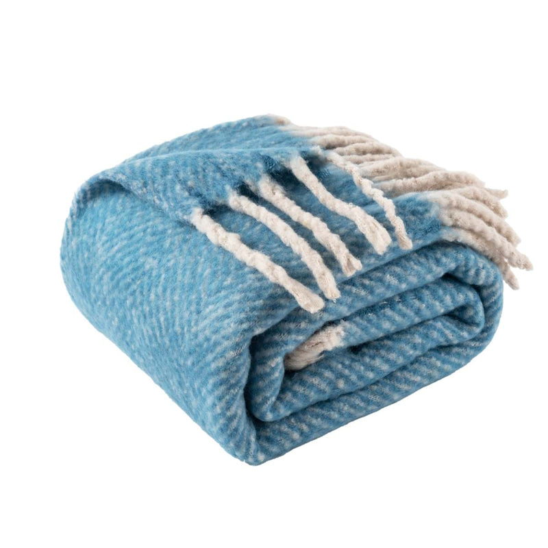 BLANC MARICLÒ Plaid Azzurro con Frange