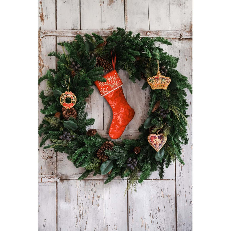 BLANC MARICLÒ Calza di Natale in Velluto con Ricami di Perline e Paillettes " CANTUS NATALIS "