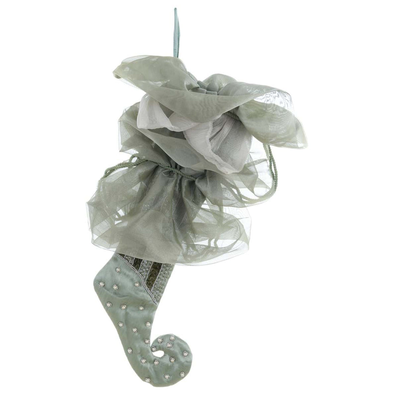 BLANC MARICLÒ Calza di Natale in Velluto con Rouche di Organza e Perline " CANTUS NATALIS "