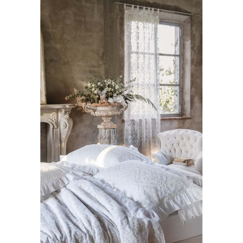 BLANC MARICLÒ Parure Copripiumino Matrimoniale con 2 Coprigunaciali "DENTELLE"