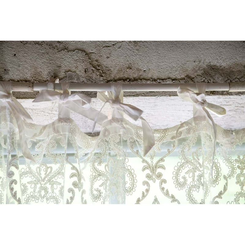 BLANC MARICLÒ Tenda in Pizzo Beige con Ricami " DENTELLE "
