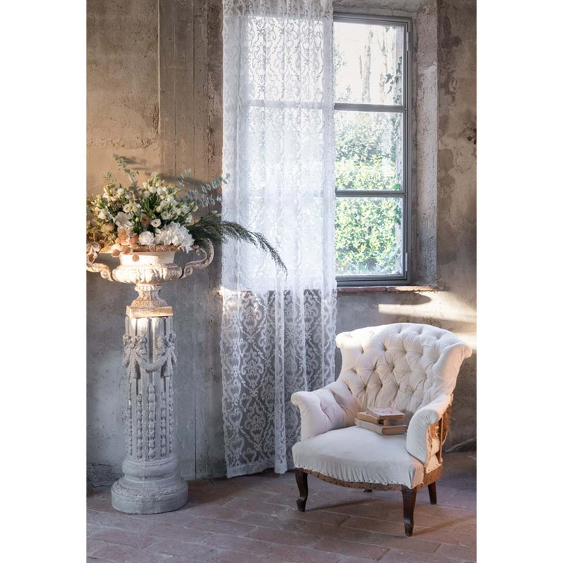 BLANC MARICLÒ Tenda in Pizzo Beige con Ricami " DENTELLE "