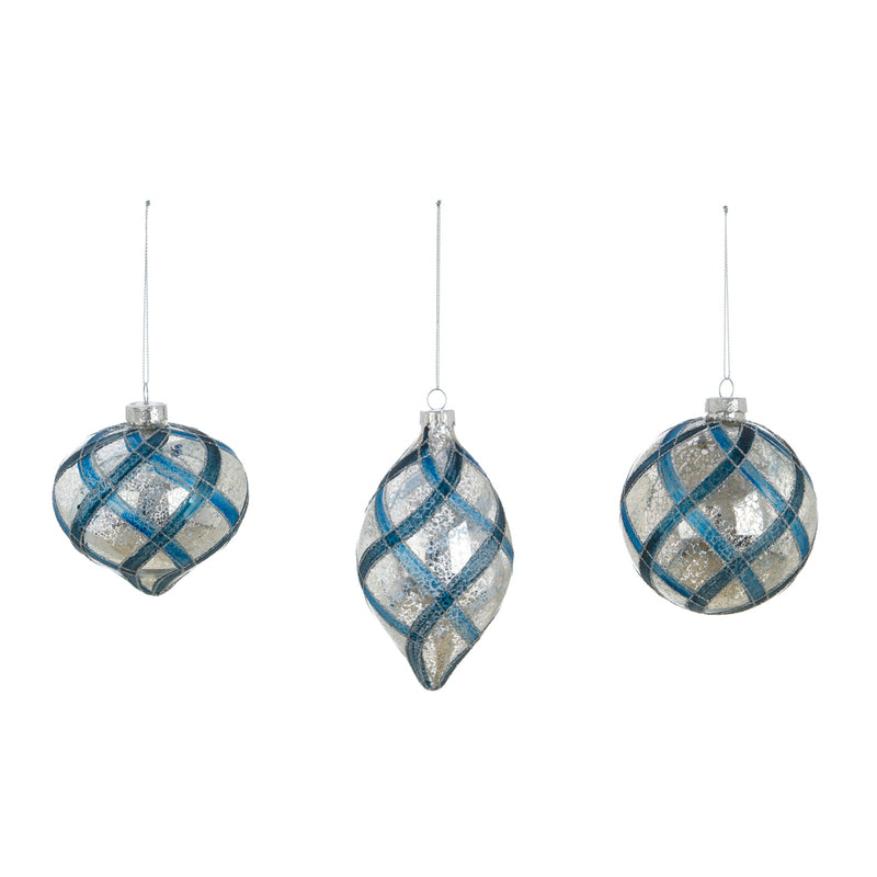 BLANC MARICLÒ Pallina Natalizia Argento e Azzurro "ORNAMENTA"