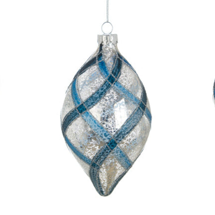 BLANC MARICLÒ Pallina Natalizia Argento e Azzurro "ORNAMENTA"