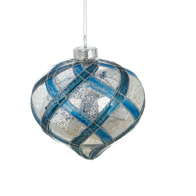 BLANC MARICLÒ Pallina Natalizia Argento e Azzurro "ORNAMENTA"