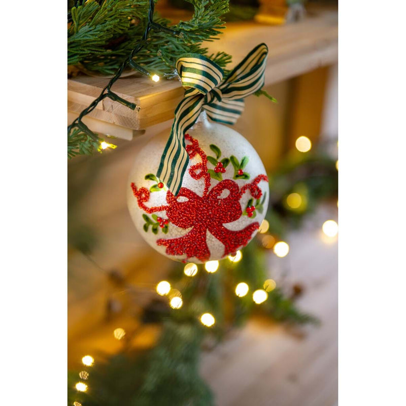 BLANC MARICLÒ Pallina Natalizia in Vetro con Fiocco " ORNAMENTO "