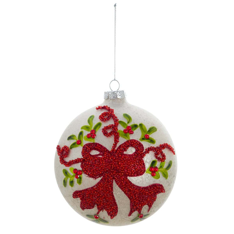 BLANC MARICLÒ Pallina Natalizia in Vetro con Fiocco " ORNAMENTO "