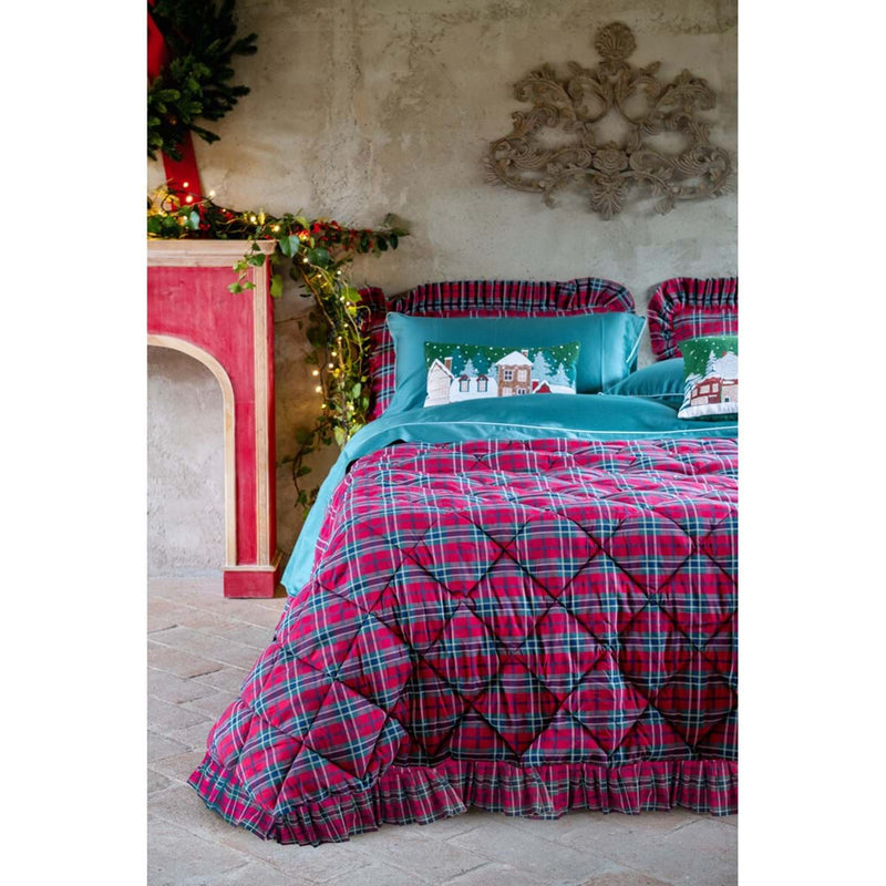 BLANC MARICLÒ Set Trapunta Tartan con Federe copriguanciali Matrimoniale 370 GSM