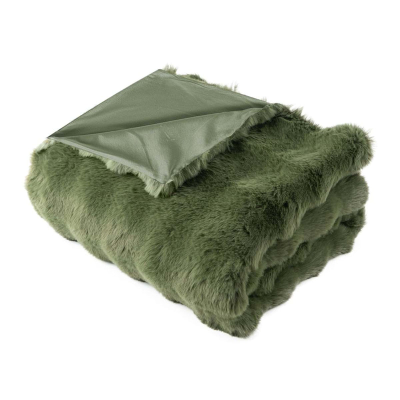 BLANC MARICLÒ Plaid Verde in Pelliccia 730 GSM " ABBRACCIO MORBIDO "