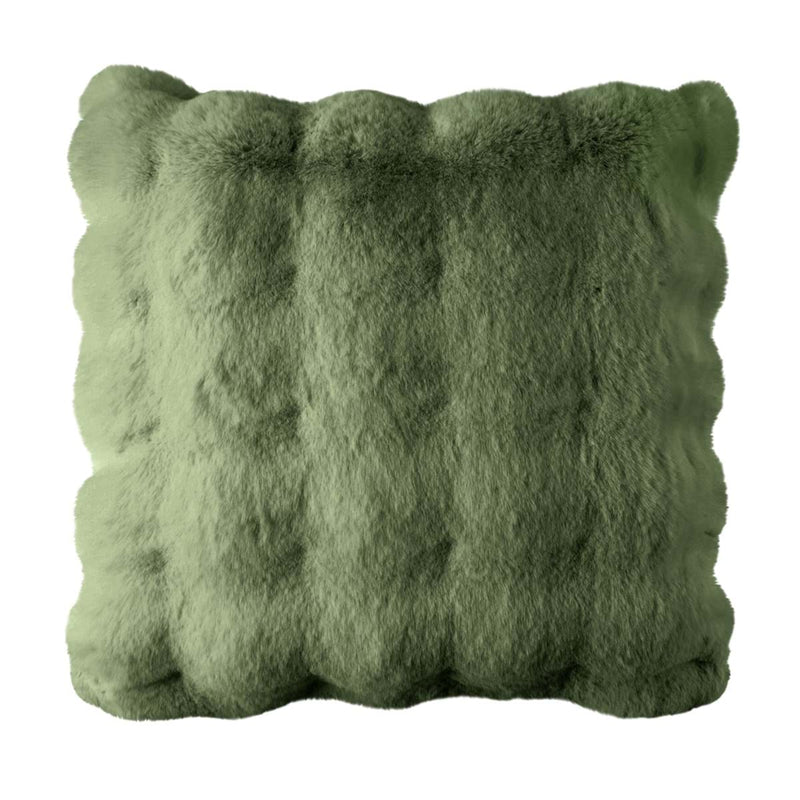 BLANC MARICLÒ Cuscino Verde con Pelliccia " ABBRACCIO MORBIDO "