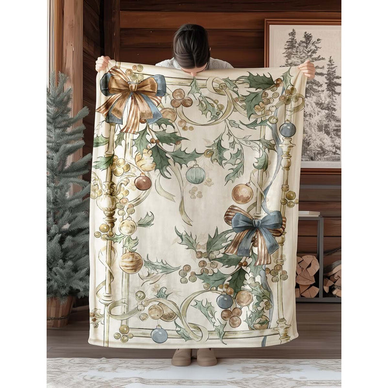 BLANC MARICLÒ Plaid Natalizio con Fiocchi e Palline 280 GSM