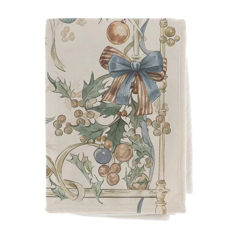 BLANC MARICLÒ Plaid Natalizio con Fiocchi e Palline 280 GSM