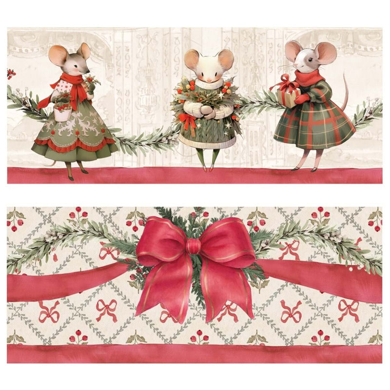 BLANC MARICLÒ Coppia Asciugamani con Topine o Fiocco" FAVOLA DI NATALE "