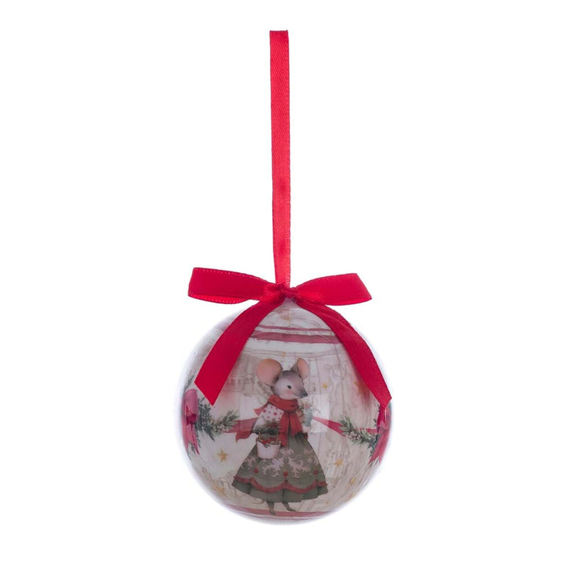 BLANC MARICLÒ Scatola con 5 Palline di Natale con Topine "FAVOLA DI NANTALE"