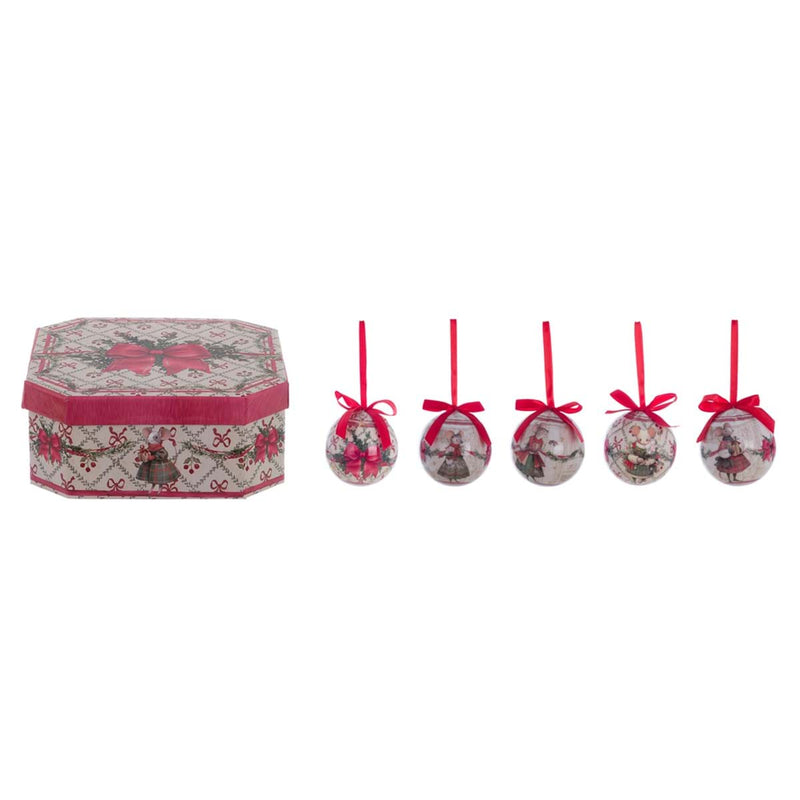 BLANC MARICLÒ Scatola con 5 Palline di Natale con Topine "FAVOLA DI NANTALE"