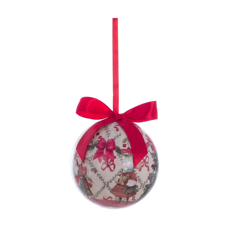 BLANC MARICLÒ Scatola con Pallina di Natale con Topine "FAVOLA DI NATALE"