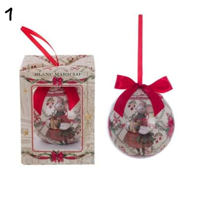BLANC MARICLÒ Scatola con Pallina di Natale con Topine "FAVOLA DI NATALE"