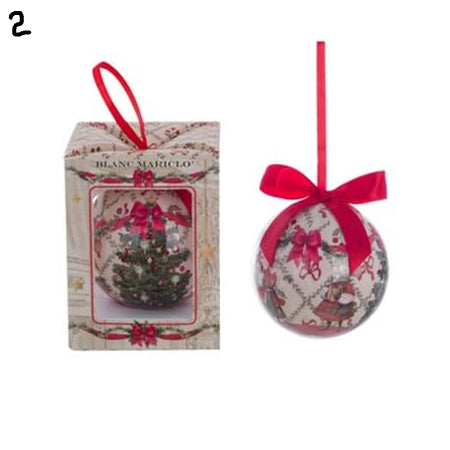 BLANC MARICLÒ Scatola con Pallina di Natale con Topine "FAVOLA DI NATALE"