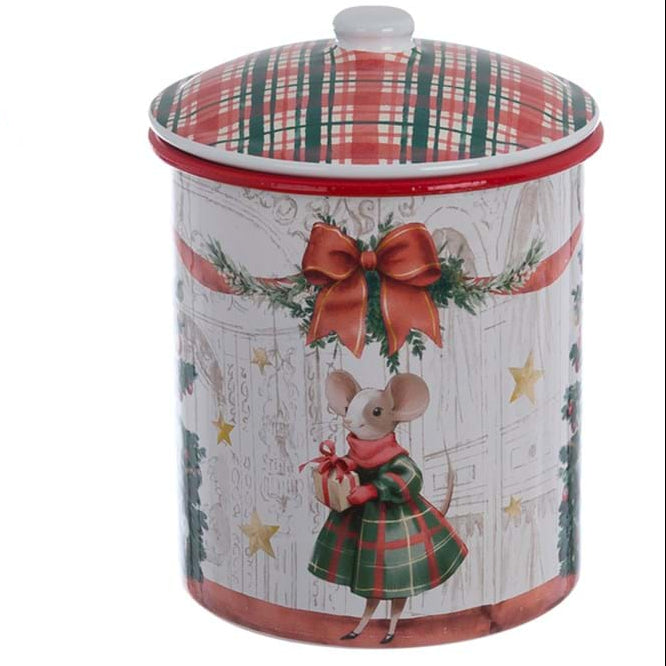 BLANC MARICLÒ Barattolo in Latta con Topine "FAVOLA DI NATALE"