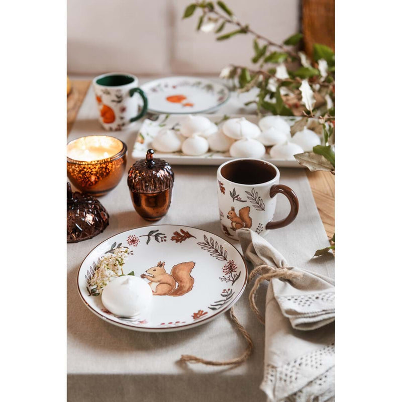 BLANC MARICLÒ Set 2 Piatti Dessert con Volpe e Scoiattolo " VIRIDARIUM "