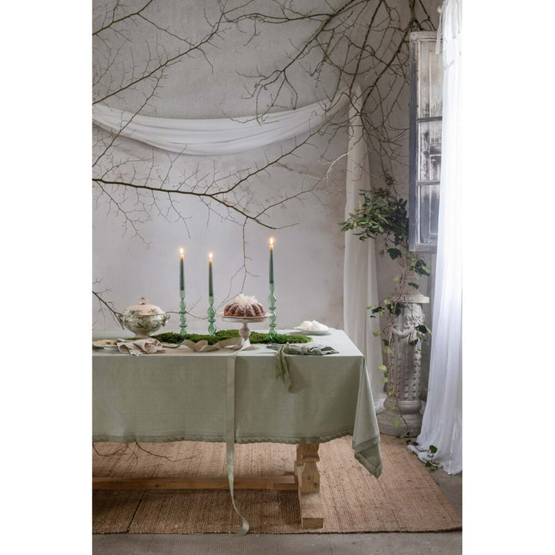 BLANC MARICLÒ Tovaglia Verde con Pizzo " NUOVO INFINITY "