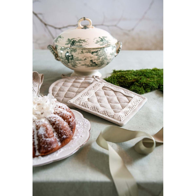 BLANC MARICLÒ Set 2 Presine Beige in Cotone " NUOVO INFINITY "