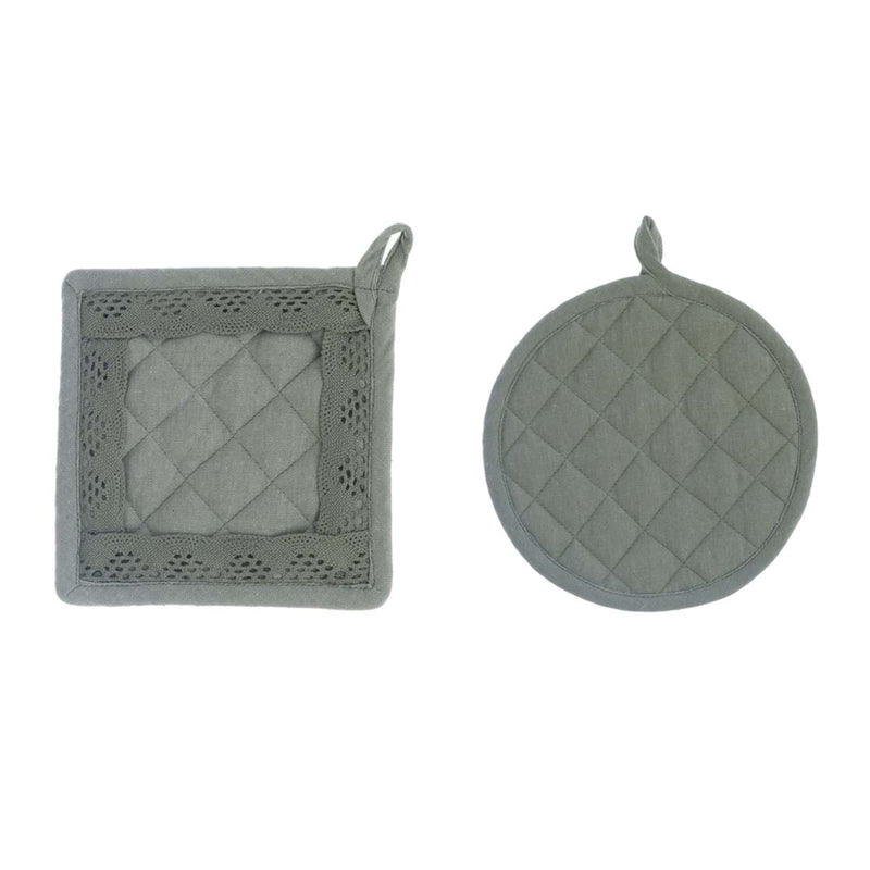 BLANC MARICLÒ Set 2 Presine Verdi in Cotone " NUOVO INFINITY "