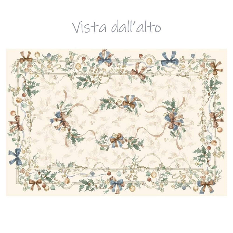 BLANC MARICLÒ Tovaglia in Cotone con Fiocchi e Pizzo " INTRECCI DI SOGNO "