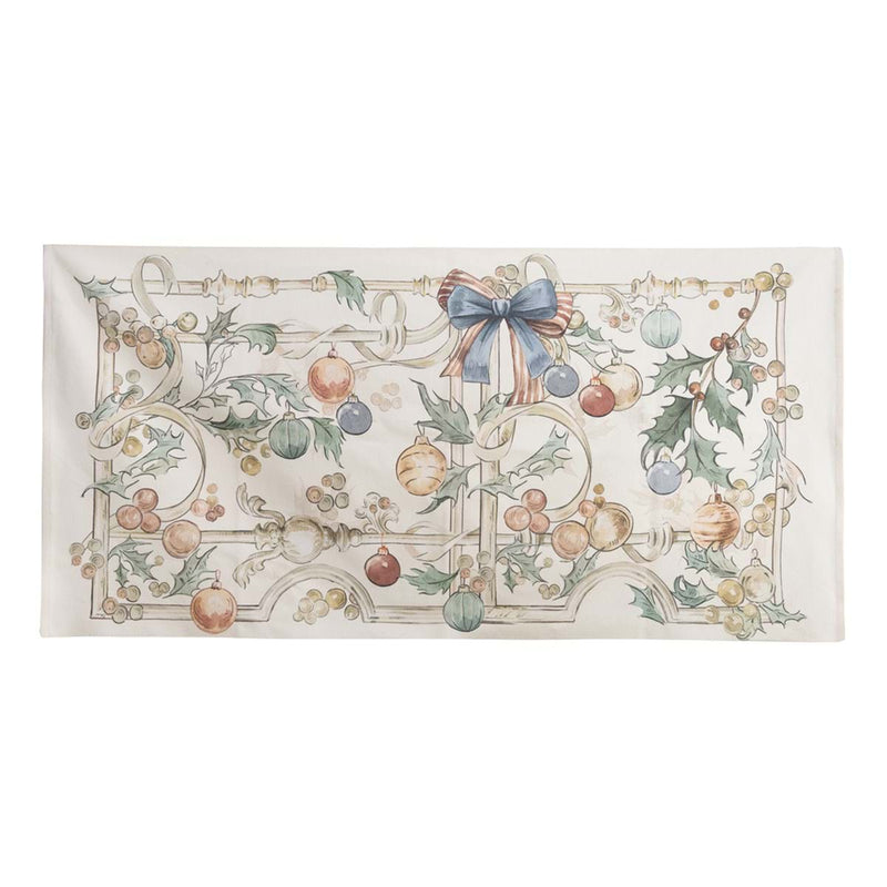 BLANC MARICLÒ Tappeto Natalizio in Cotone con Fiocchi e Palline "INTRECCI DI SOGNO"