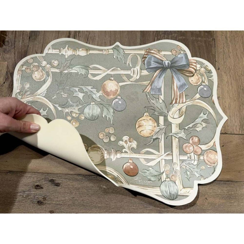 BLANC MARICLÒ Tovaglietta in Vinile con Fiocchi e Palline "INTRECCI DI SOGNO"