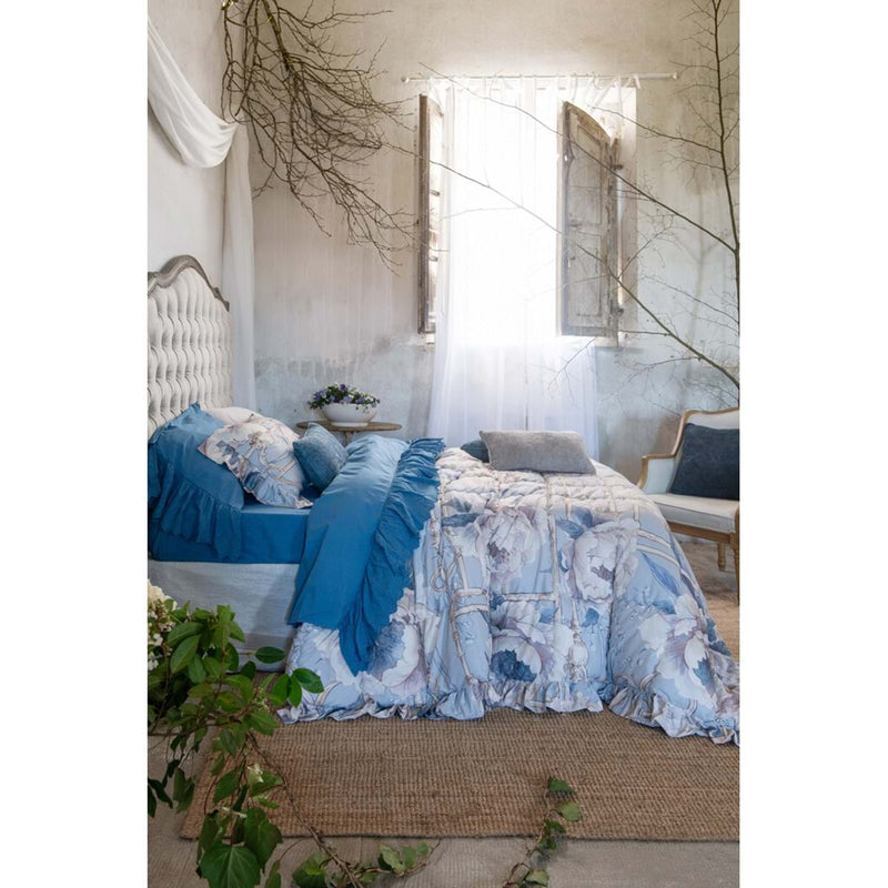 BLANC MARICLÒ Set Trapunta con Federe Copriguanciali Matrimoniale 370 GSM "PEONIES"