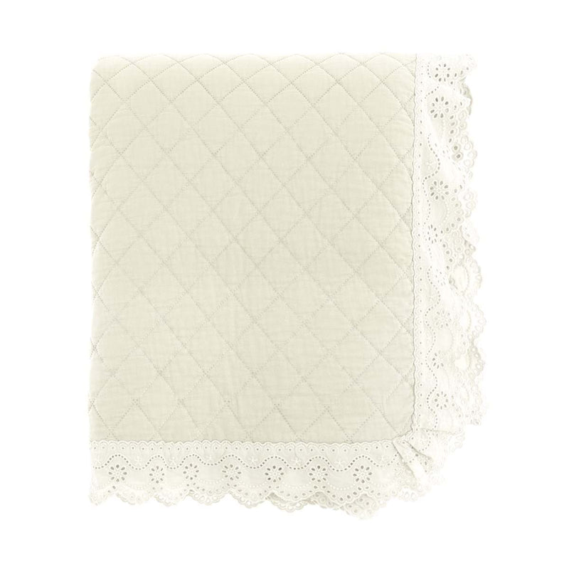 BLANC MARICLÒ Set Trapunta Matrimoniale con Federe Copriguanciale 200 GSM "PIZZO COLLECTION"