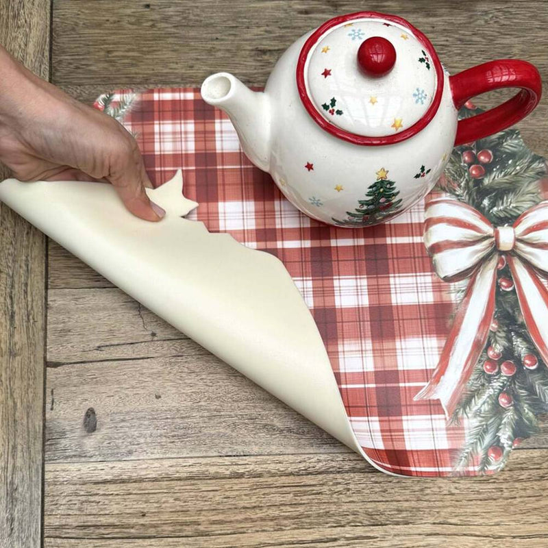 BLANC MARICLÒ Tovaglietta Natalizia in Vinile con Fiocchi