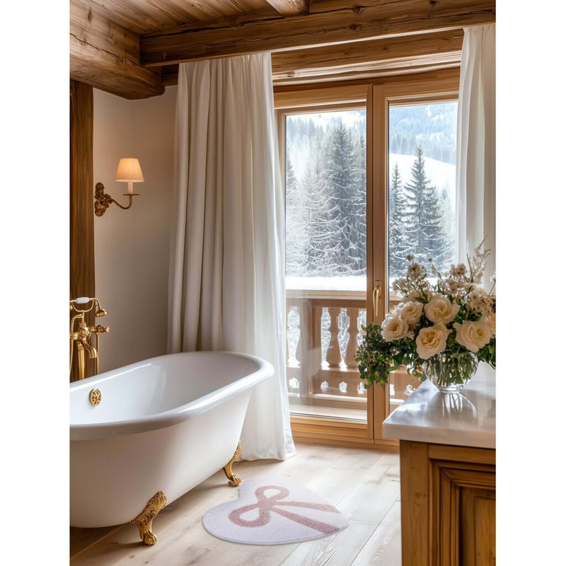 BLANC MARICLÒ Tappeto in Cotone con Fiocco Rosa