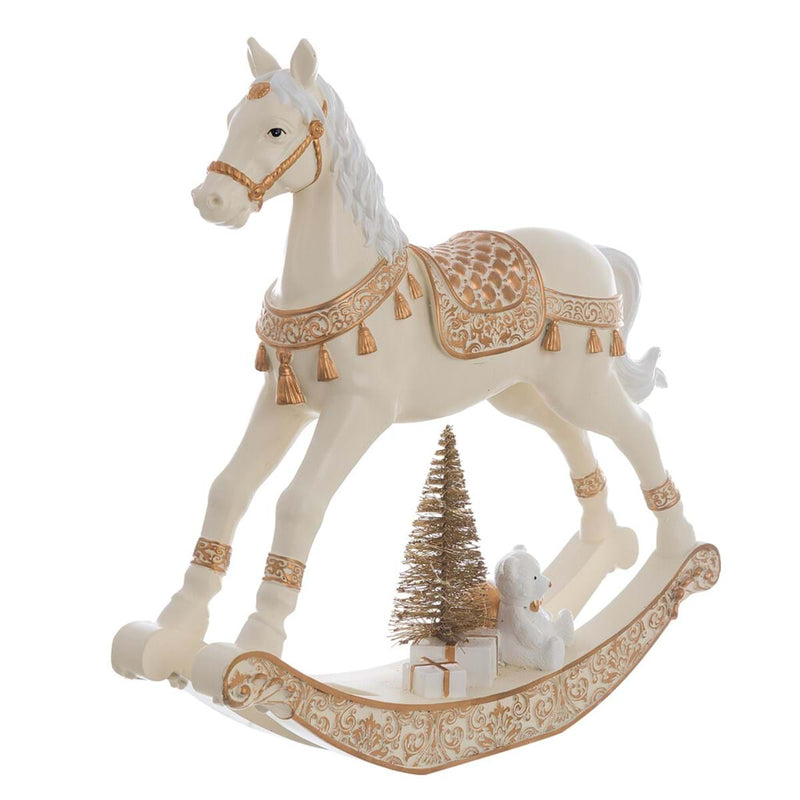 BLANC MARICLÒ Decoro Cavallo a Dondolo Grande in Resina con Led