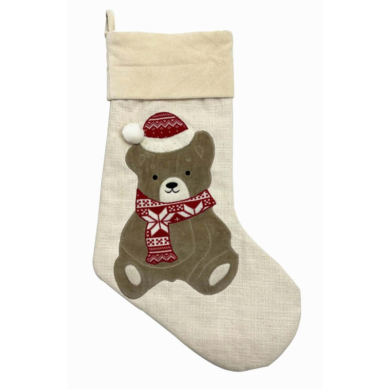 BLANC MARICLÒ Calza di Natale in Cotone con Orsachiotto