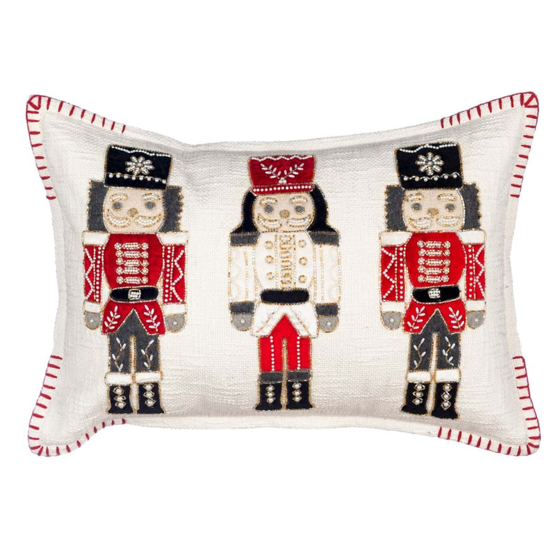 BLANC MARICLÒ Cuscino Rettangolare con Schiaccianoci e Applicazione di Corallini