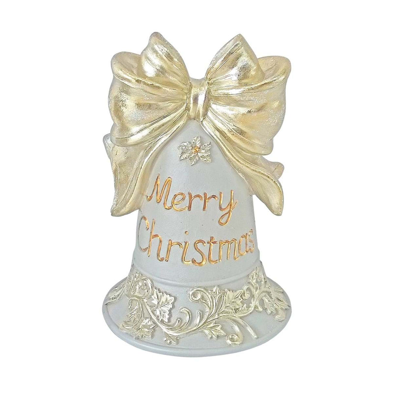 BLANC MARICLÒ Campana in Resina con Fiocco e Scritta "MERRY CHRISTMAS"