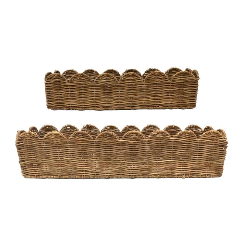 BLANC MARICLÒ Cesto Vassoio Rettangolare Grande in Rattan "DAPHNE"