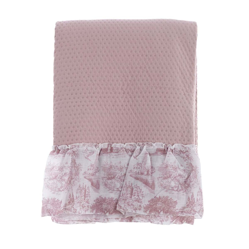 BLANC MARICLÒ Trapunta Matrimoniale 180 GSM con Gala "TOILE DE JOUY" Rosa
