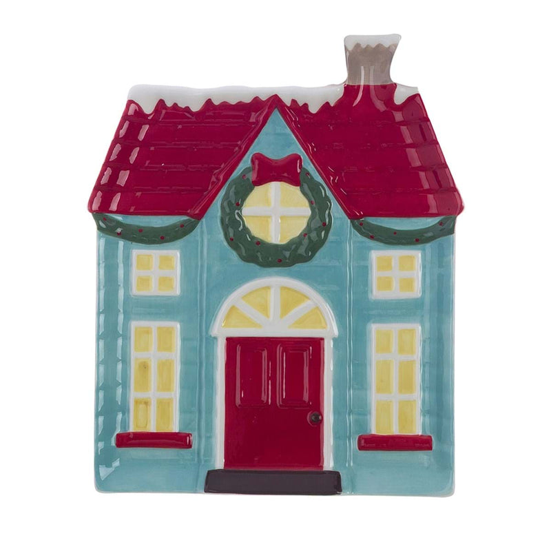 BLANC MARICLÒ Vassoio Casetta in Ceramica "CANDY CHRISTMAS"