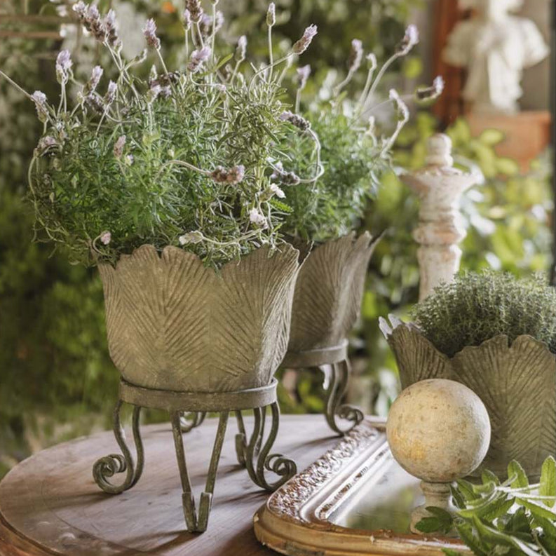 BLANC MARICLÒ Set 2 Porta Piante in Metallo "GIARDINO SEGRETO" Verde