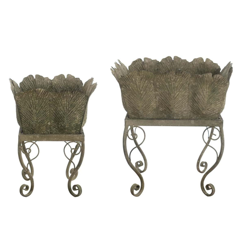 BLANC MARICLÒ Set 2 Porta Piante in Metallo "GIARDINO SEGRETO" Verde